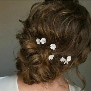 White Floral Hair Pins - Elegant Bridal Hair Accessories